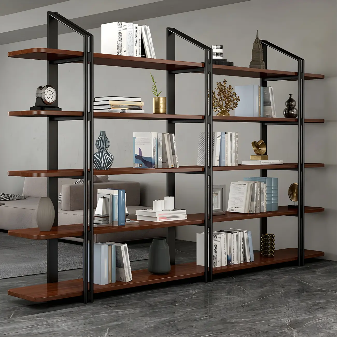 Etagere 5-Tier Pine Wood Open Display Bookcase Image - 4 | homeyfad