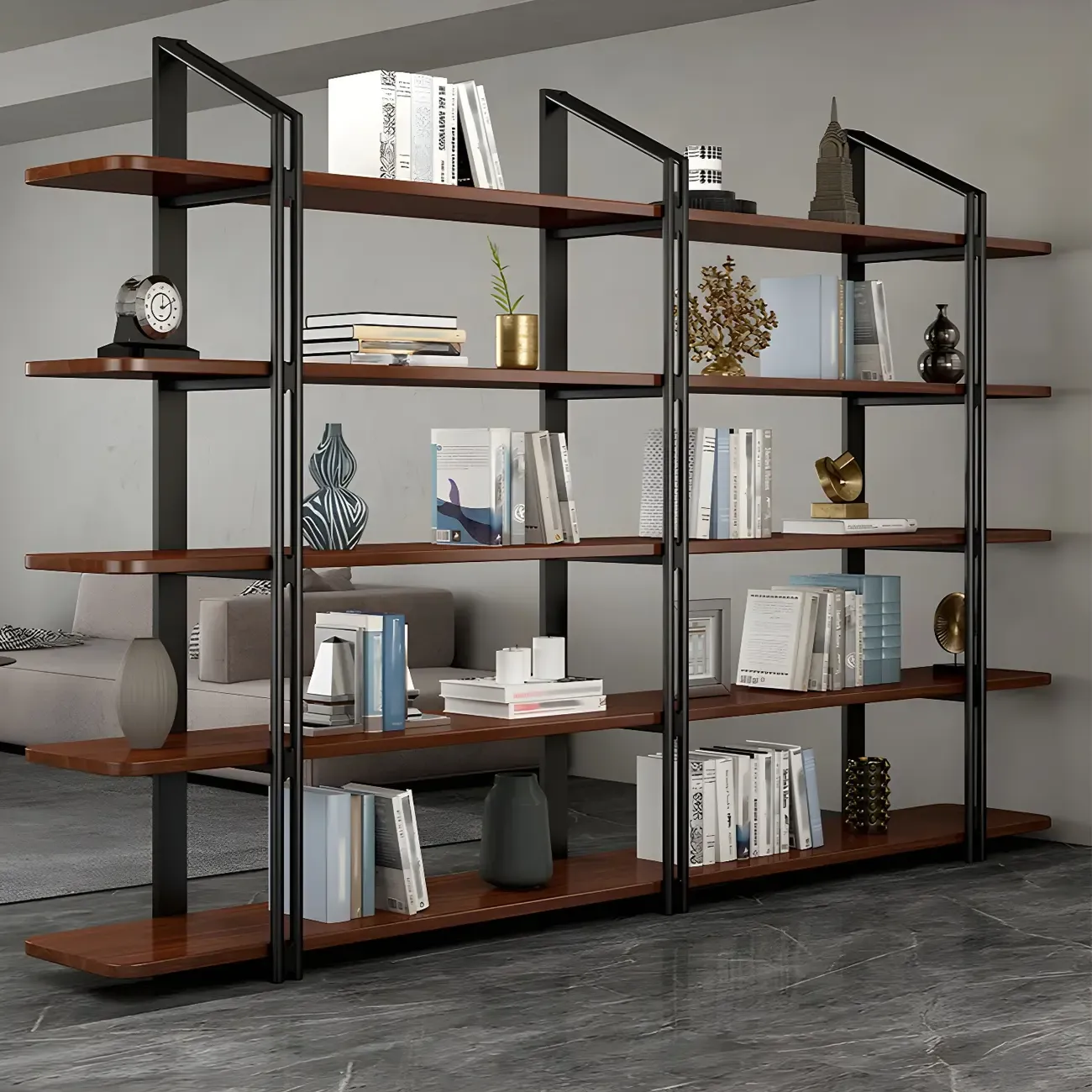 Etagere 5-Tier Pine Wood Open Display Bookcase Image - 4