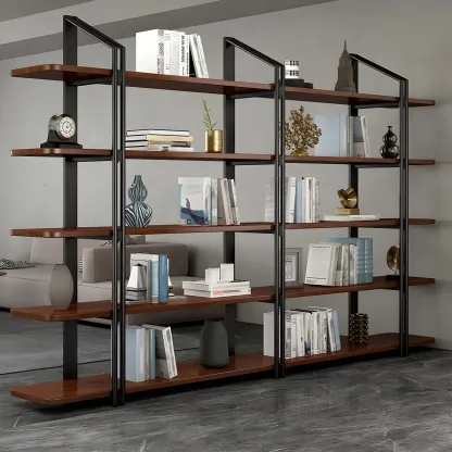 Etagere 5-Tier Pine Wood Open Display Bookcase Image - 4