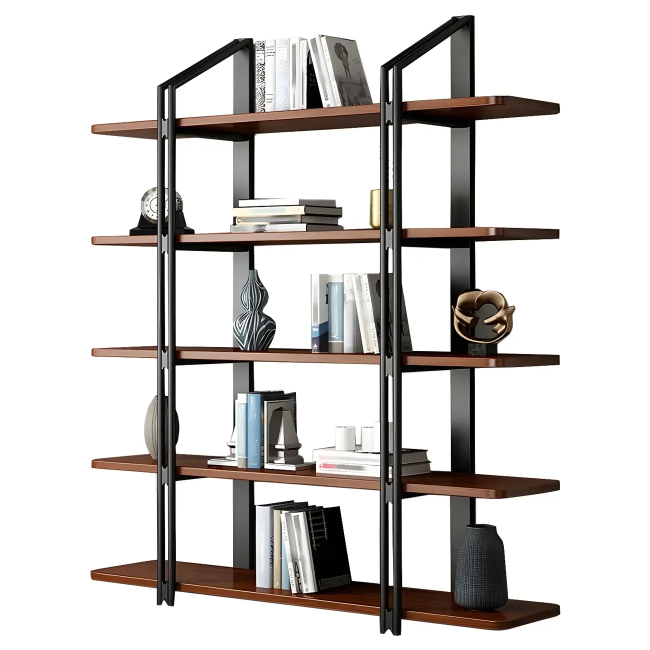 Etagere 5-Tier Pine Wood Open Display Bookcase Image - 5