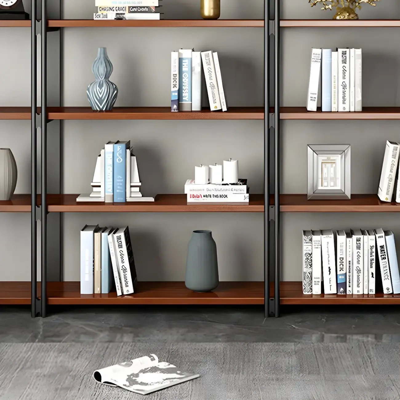 Etagere 5-Tier Pine Wood Open Display Bookcase Image - 7