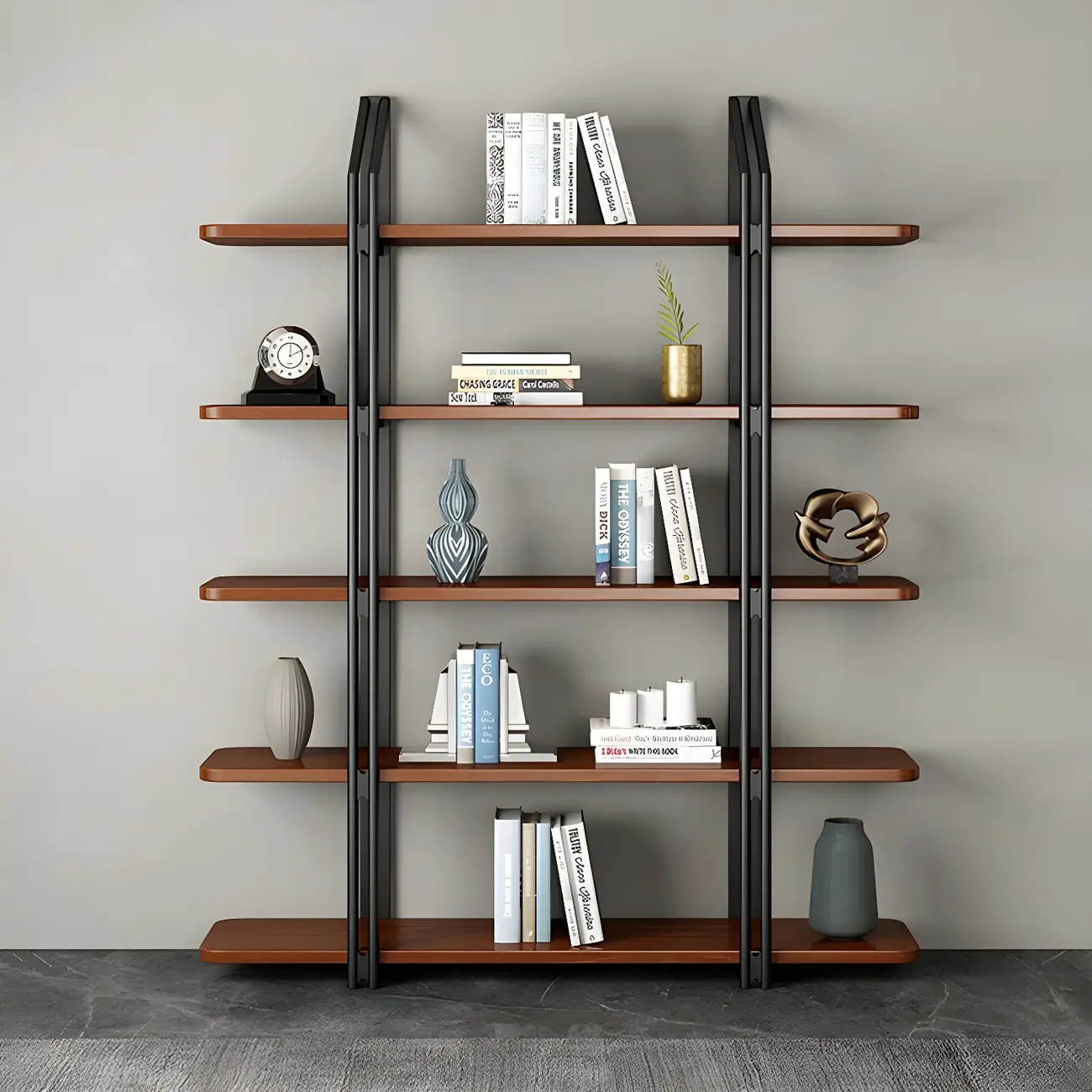 Etagere 5-Tier Pine Wood Open Display Bookcase Image - 8 | homeyfad