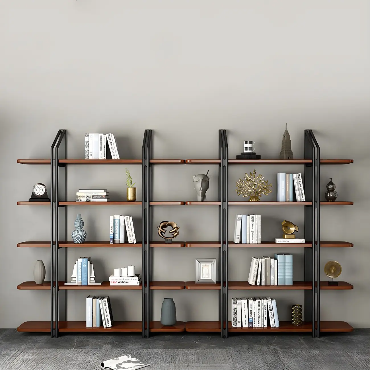 Etagere 5-Tier Pine Wood Open Display Bookcase Image - 9 | homeyfad