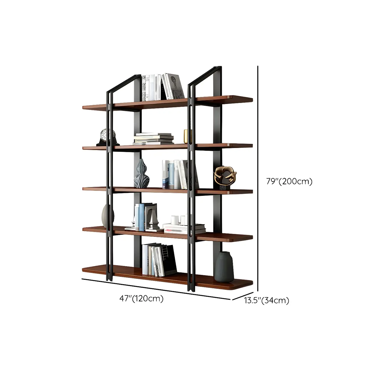 Etagere 5-Tier Pine Wood Open Display Bookcase #size