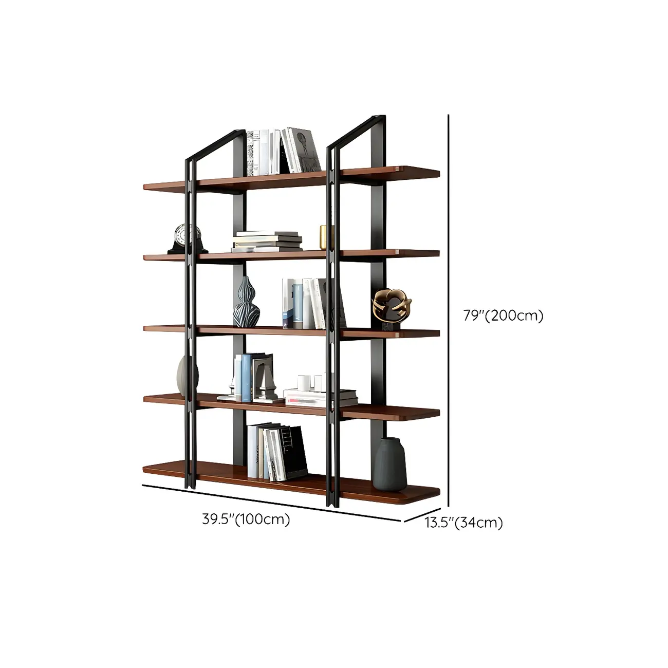 Etagere 5-Tier Pine Wood Open Display Bookcase Image - 14 | homeyfad
