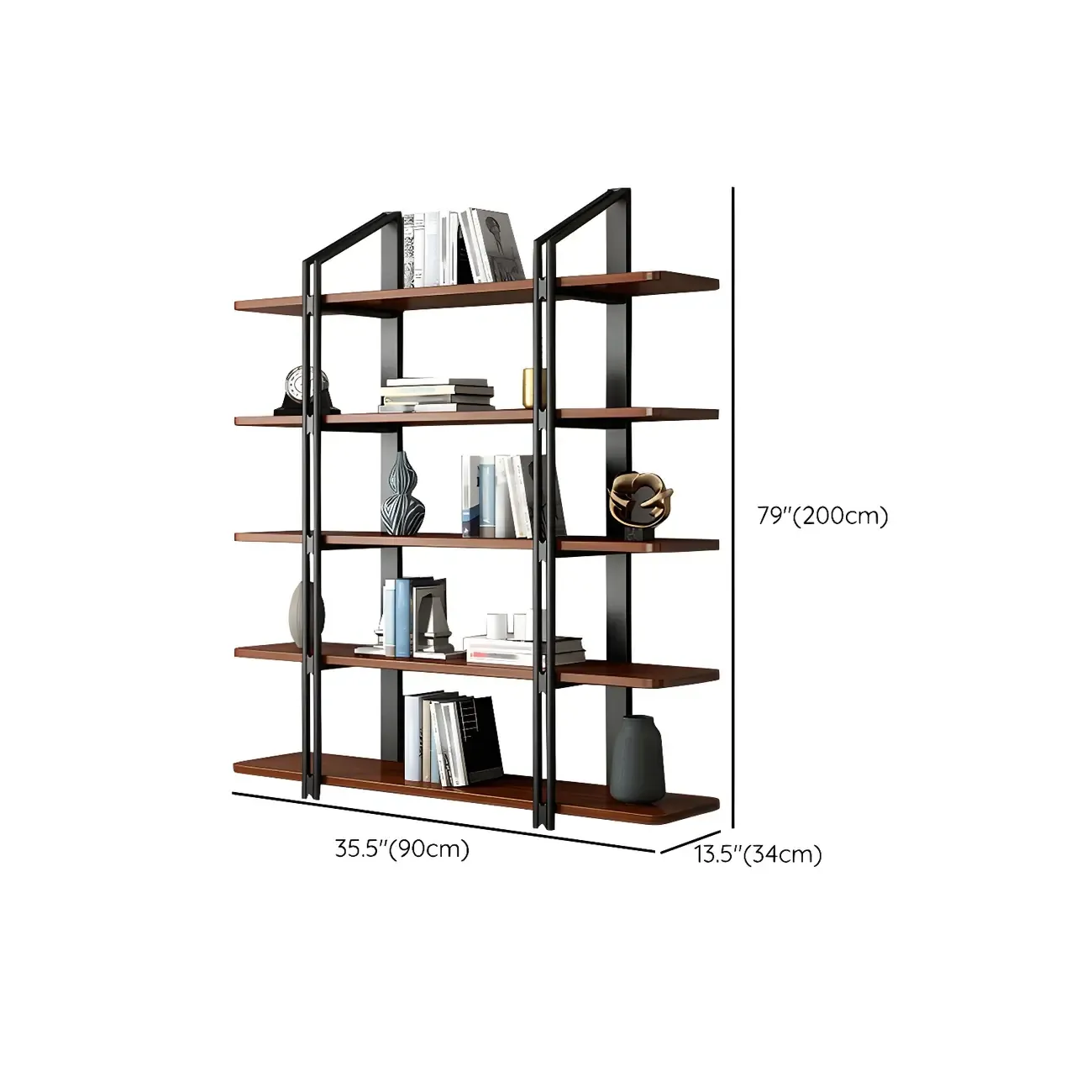 Etagere 5-Tier Pine Wood Open Display Bookcase Image - 15