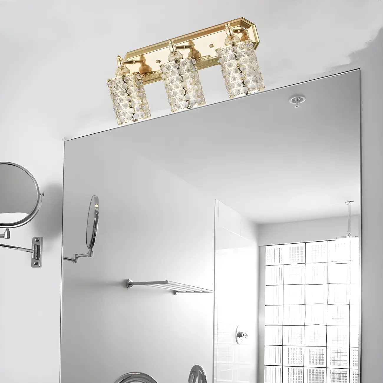 Crystal Cylinder Vanity Light for Glamorous Bathroom Image - 1 | homeyfad
