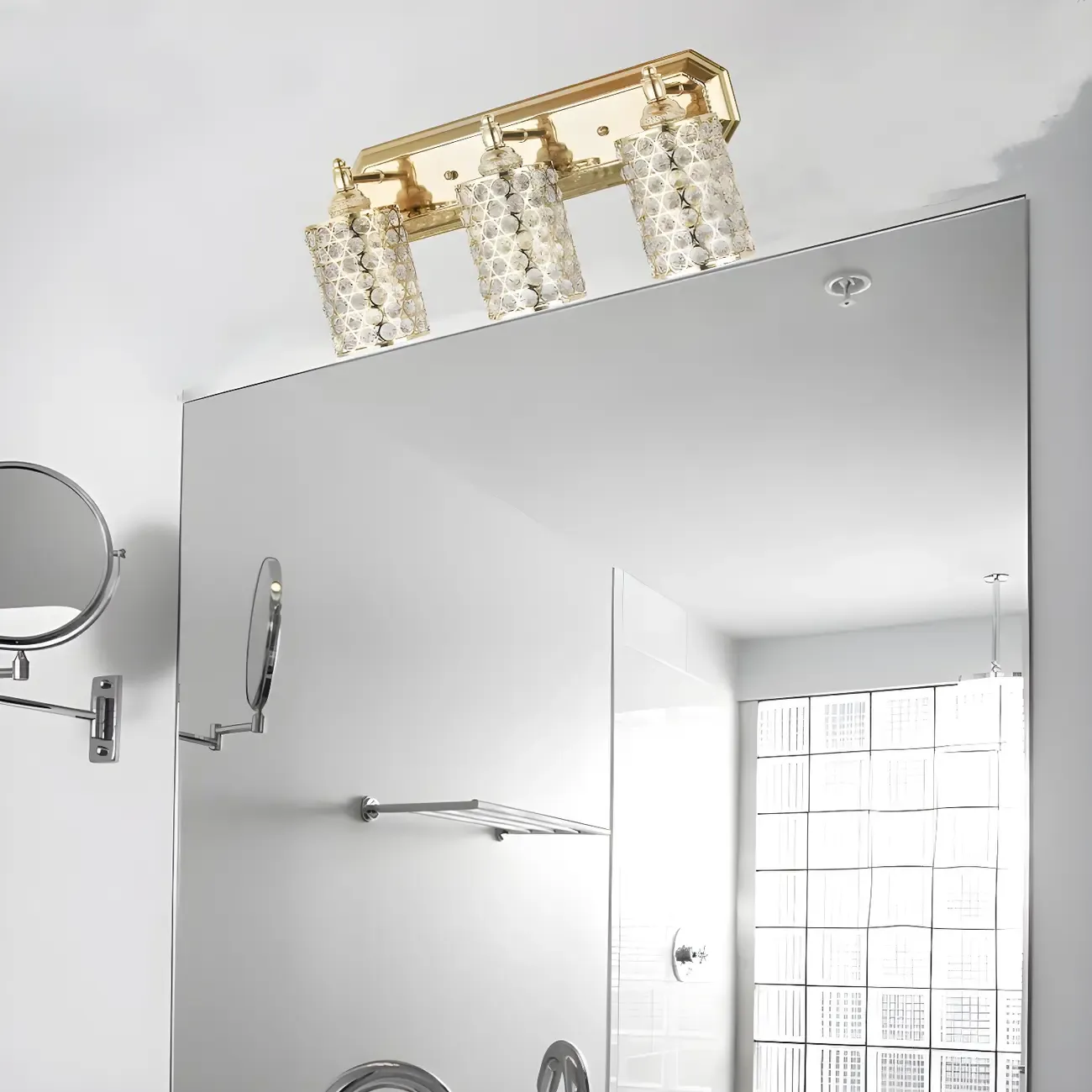 Crystal Cylinder Vanity Light for Glamorous Bathroom Image - 1