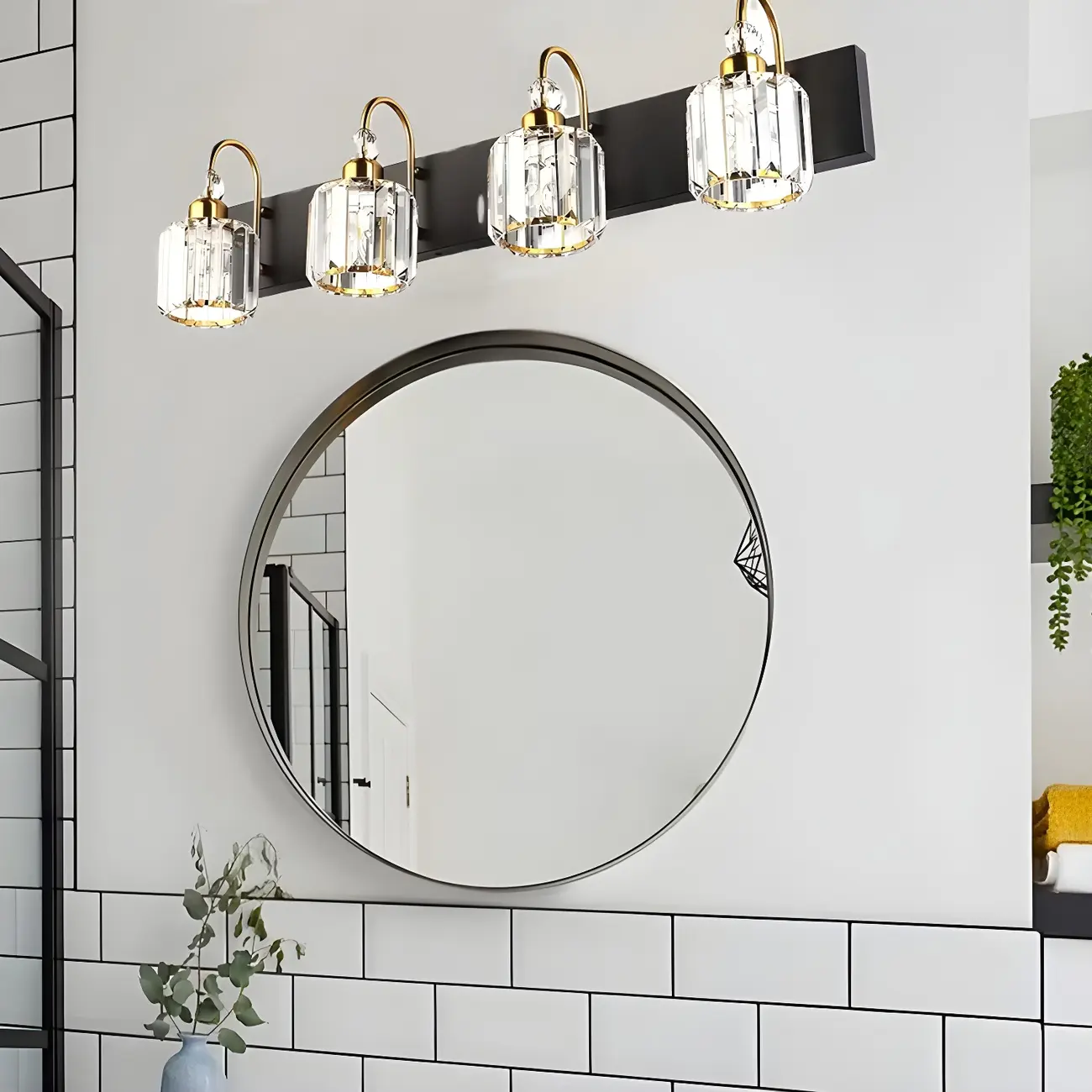 Nordic Glam Vanity Light with Crystal Shade for Bathroom Image - 1 | homeyfad