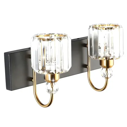 Nordic Glam Vanity Light with Crystal Shade for Bathroom Image - 10