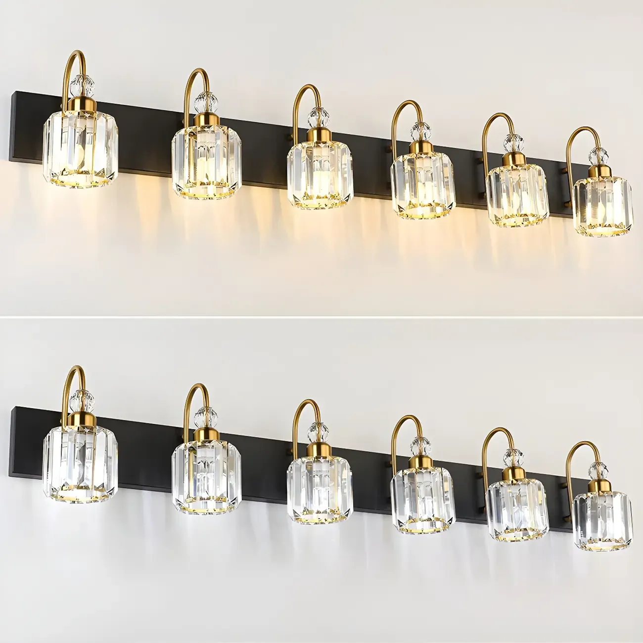 Nordic Glam Vanity Light with Crystal Shade for Bathroom Image - 16