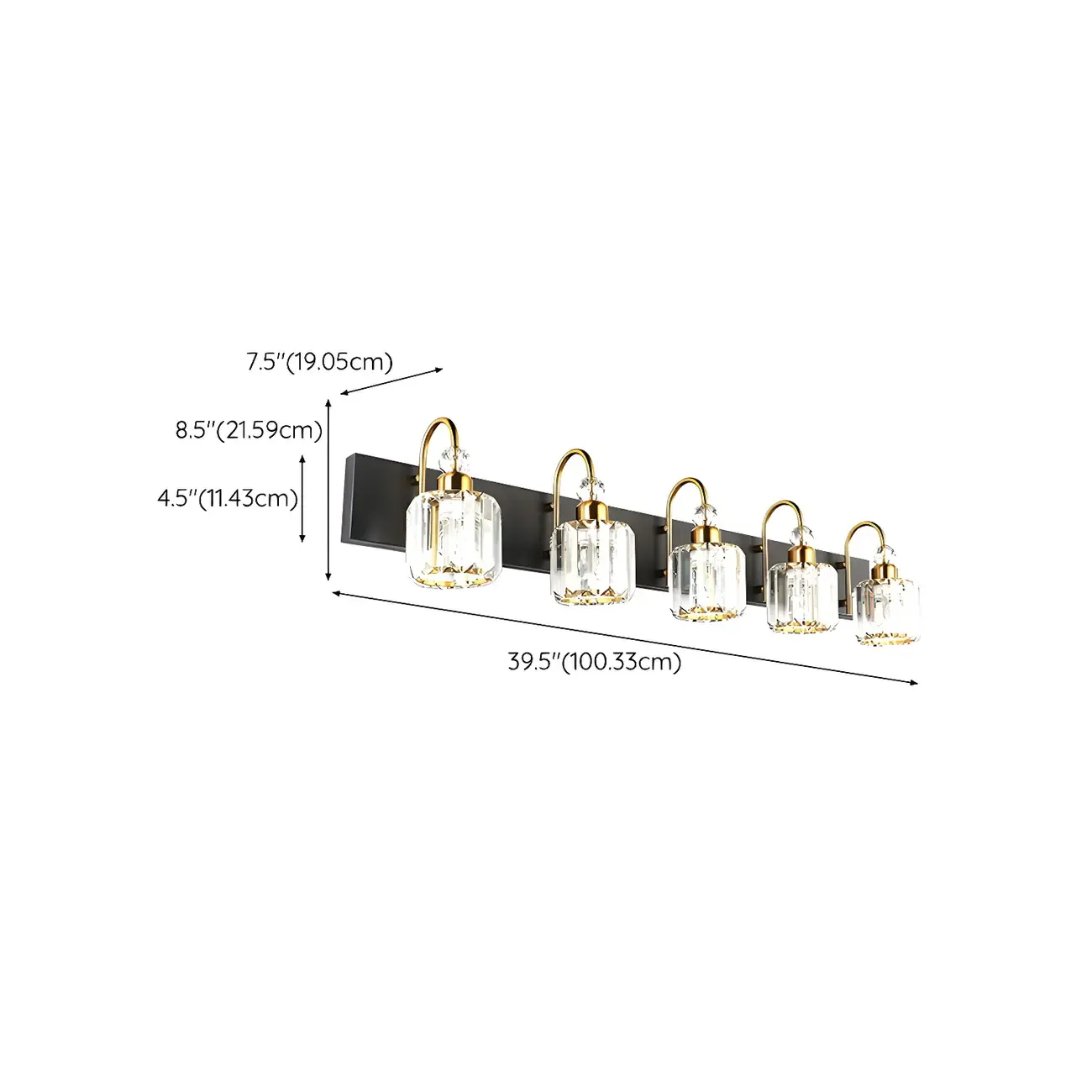 Nordic Glam Vanity Light with Crystal Shade for Bathroom Image - 21