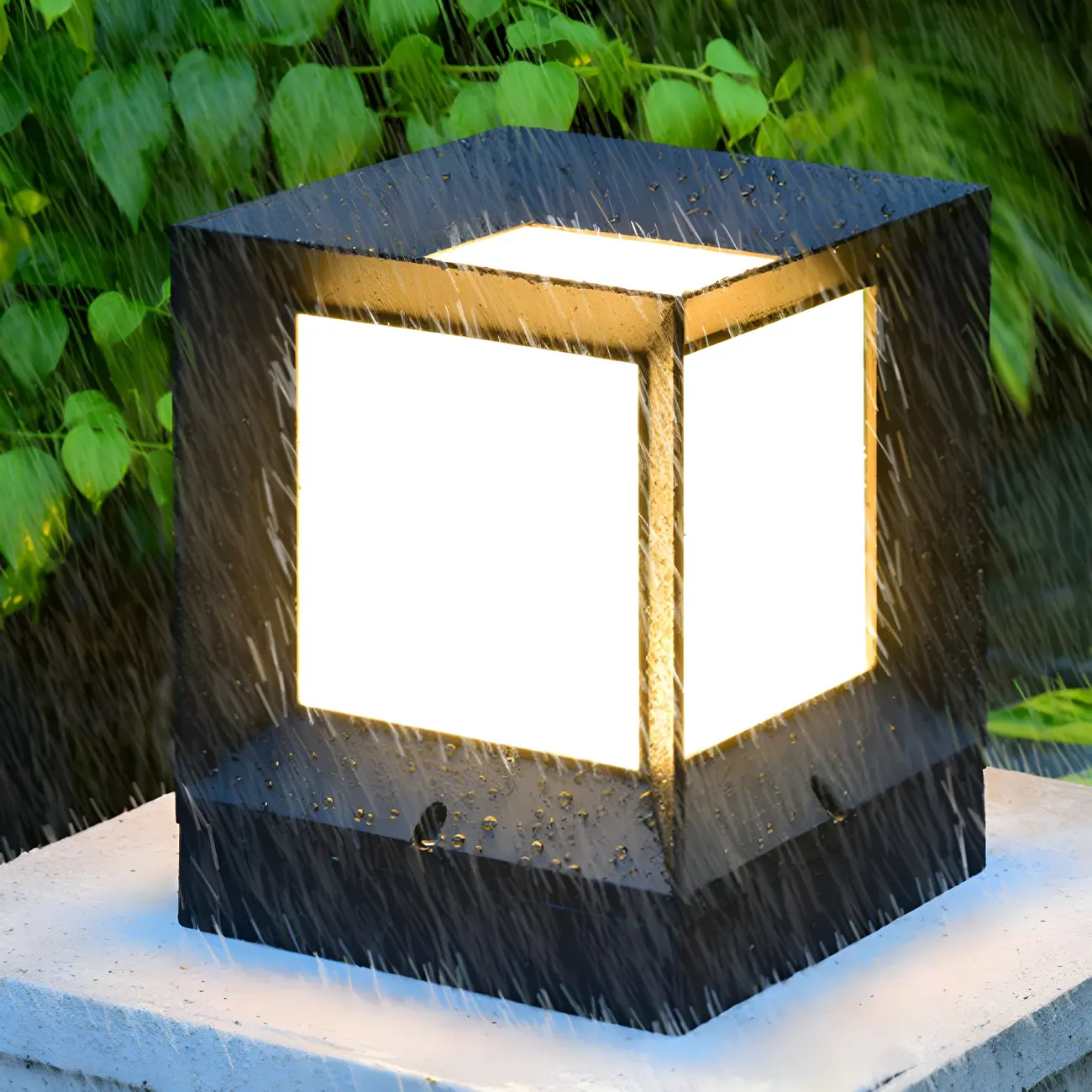Outdoor Rectangle Black Plastic Solar Post Cap Light LED Lamp Image - 10 | homeyfad