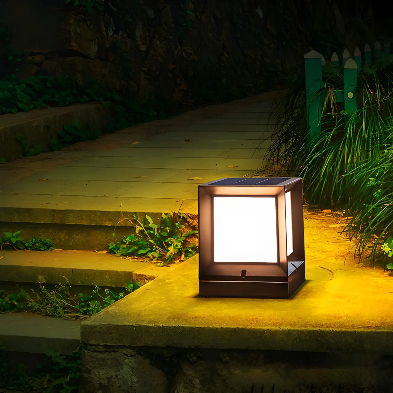 Outdoor Rectangle Black Plastic Solar Post Cap Light LED Lamp Image - 11 | homeyfad