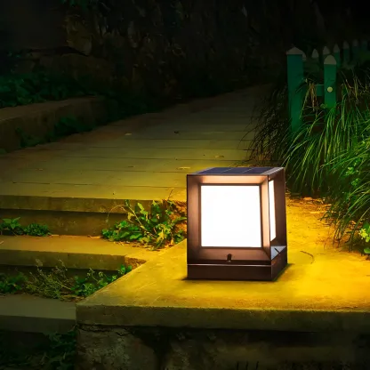 Outdoor Rectangle Black Plastic Solar Post Cap Light LED Lamp Image - 11