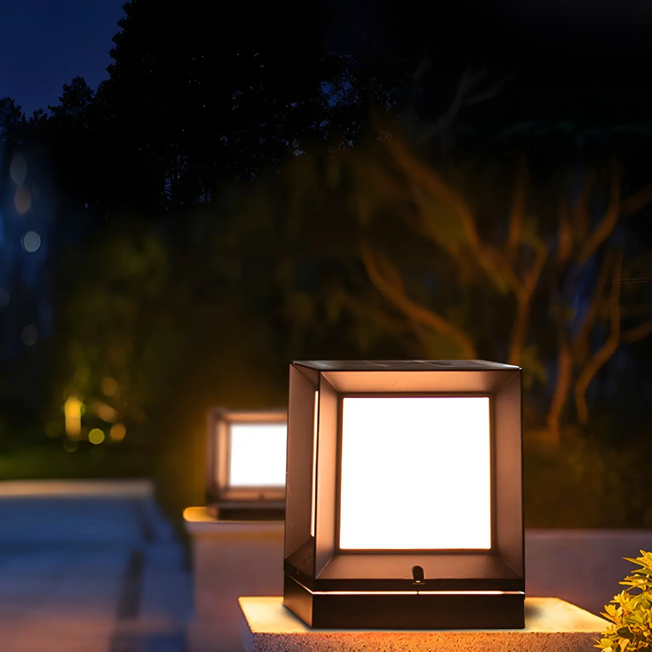 Outdoor Rectangle Black Plastic Solar Post Cap Light LED Lamp Image - 15 | homeyfad
