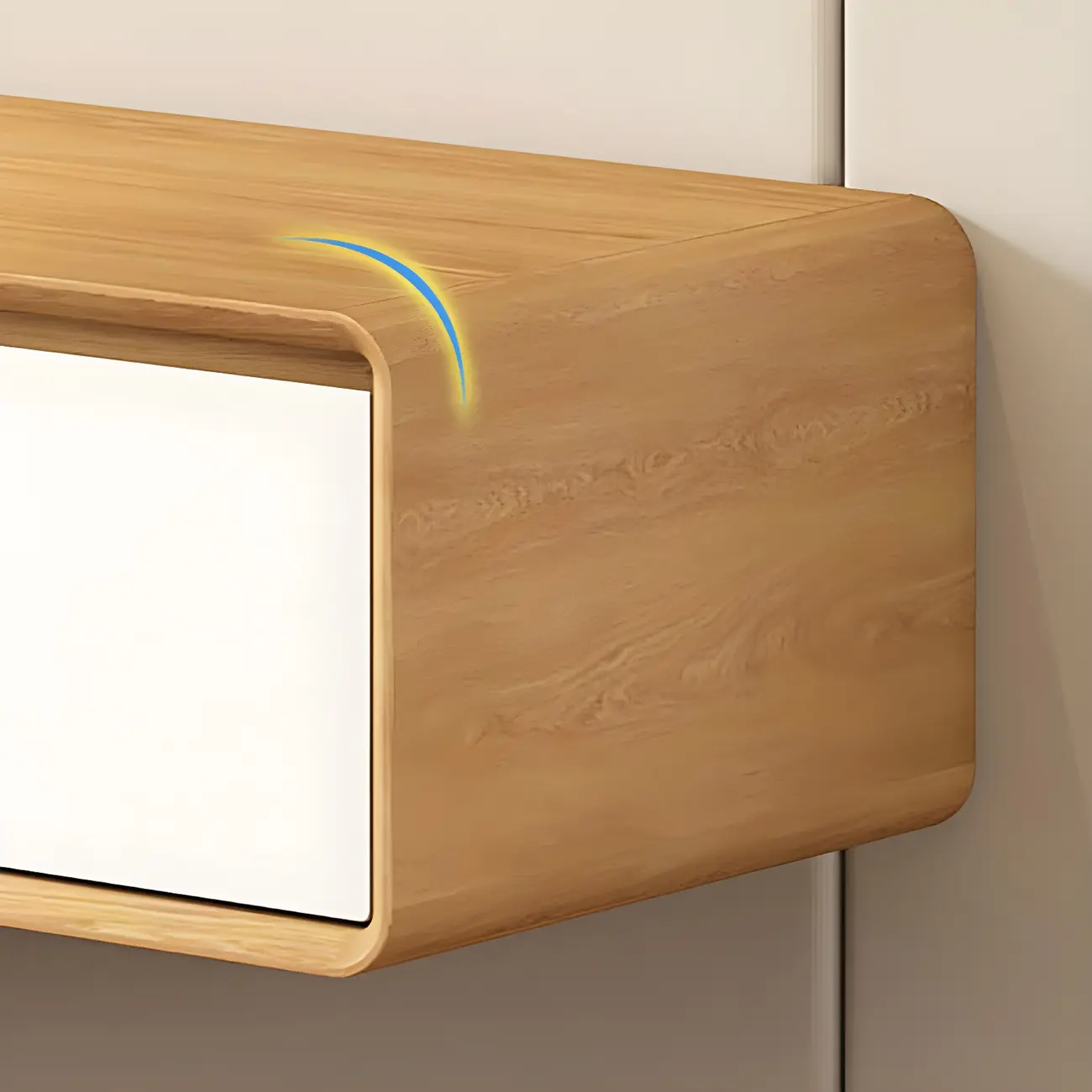 Natural Long Light Wood Floating Cabinet TV Stand Image - 7 | homeyfad