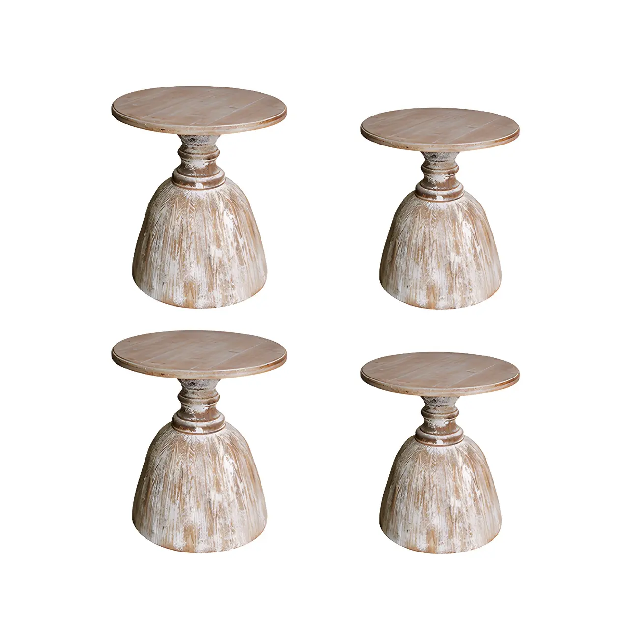 Rustic Natural Wood Pedestal Round Side Table for Living Room Image - 6 | homeyfad