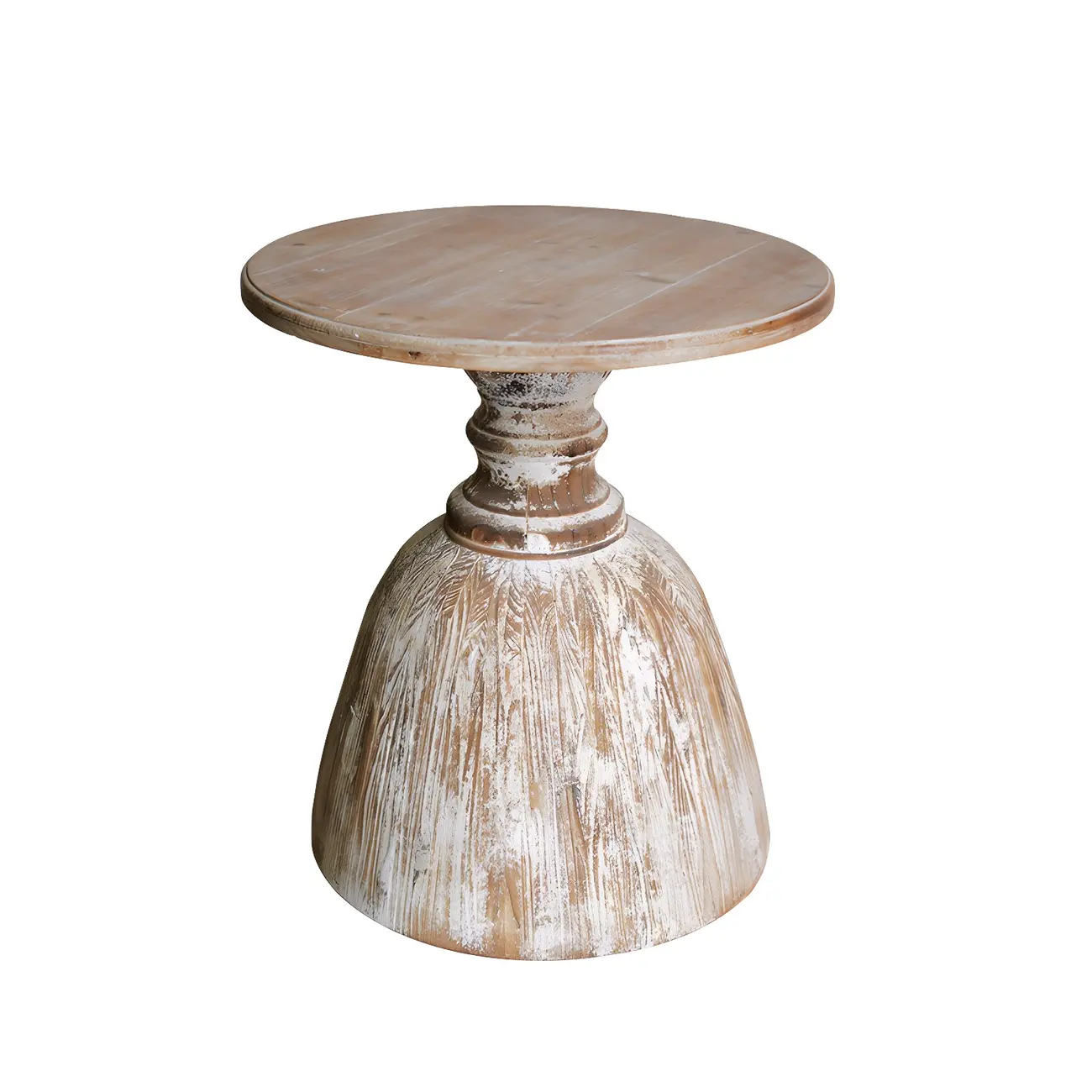 Rustic Natural Wood Pedestal Round Side Table for Living Room Image - 8 | homeyfad
