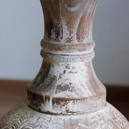 Rustic Natural Wood Pedestal Round Side Table for Living Room Image - 11