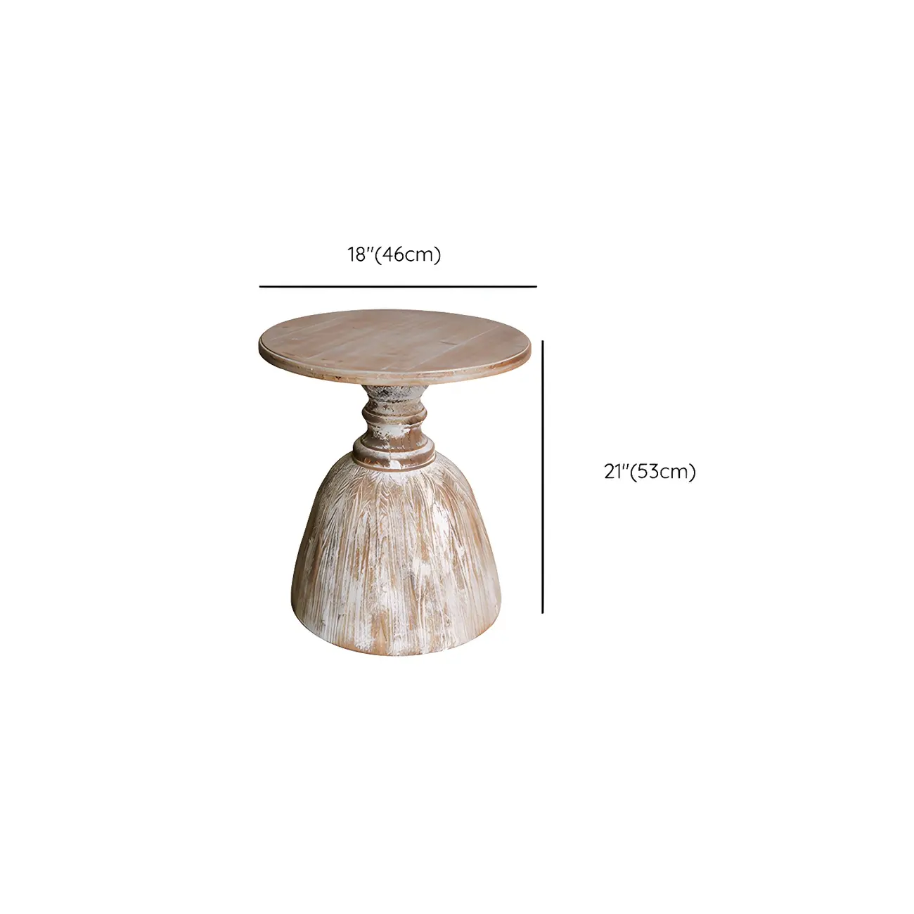 Rustic Natural Wood Pedestal Round Side Table for Living Room #size | homeyfad