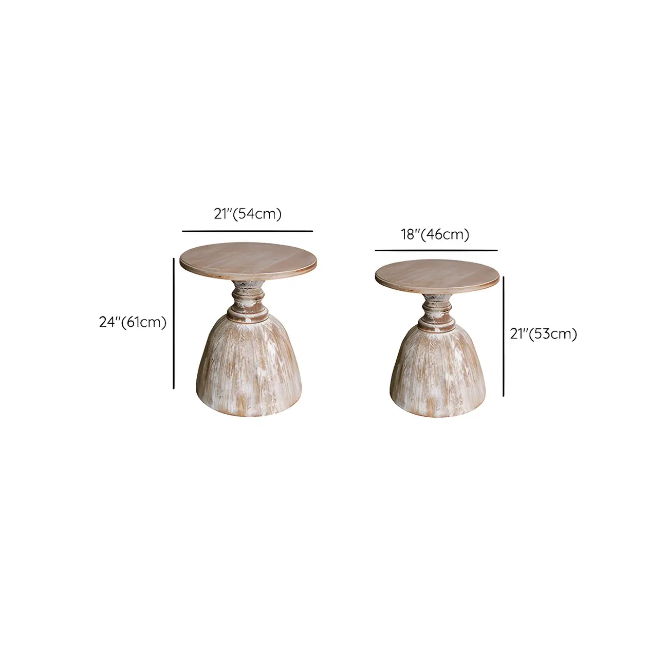 Rustic Natural Wood Pedestal Round Side Table for Living Room Image - 14 | homeyfad