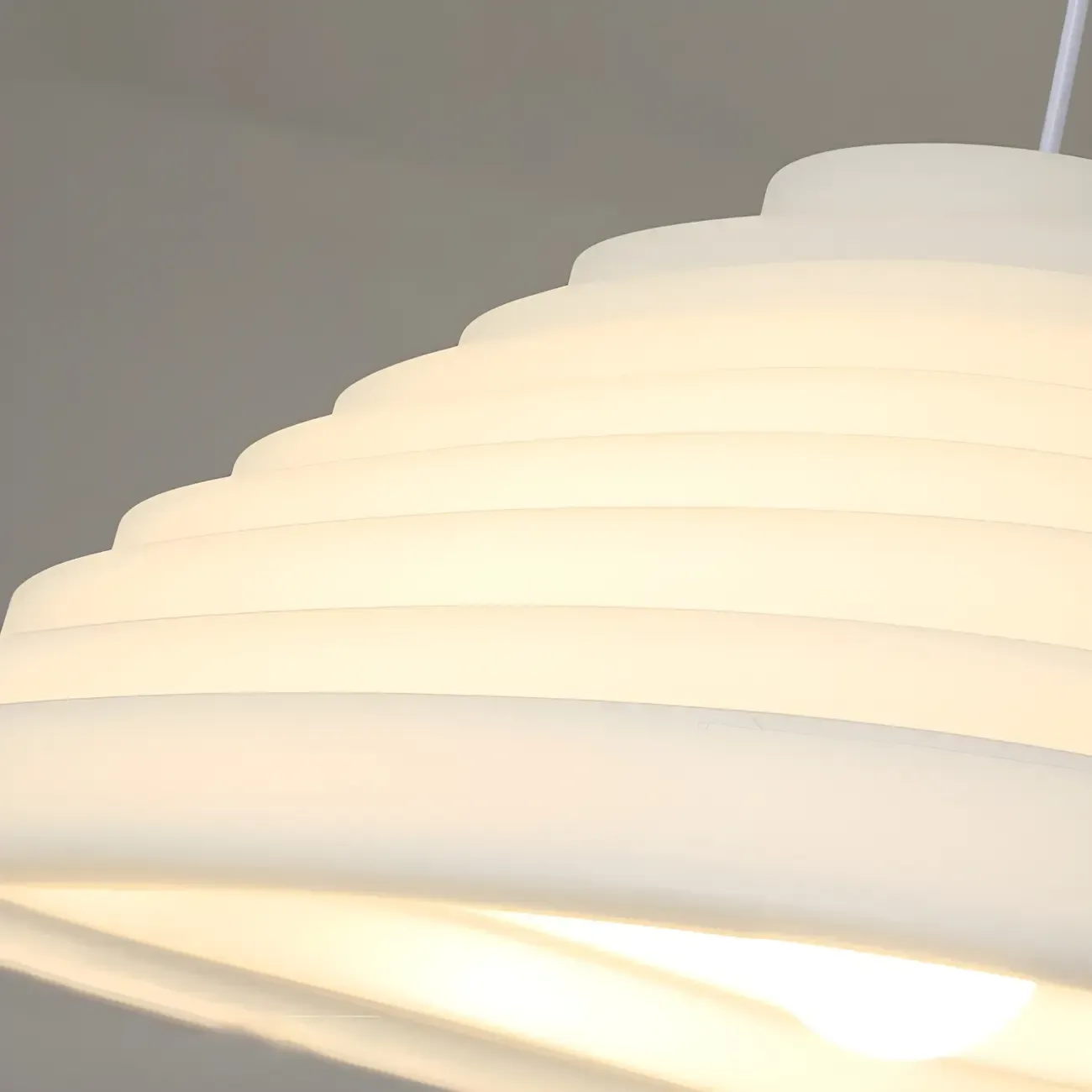 Modern White LED Kitchen Island Light Plastic Tapered Shade Image - 4