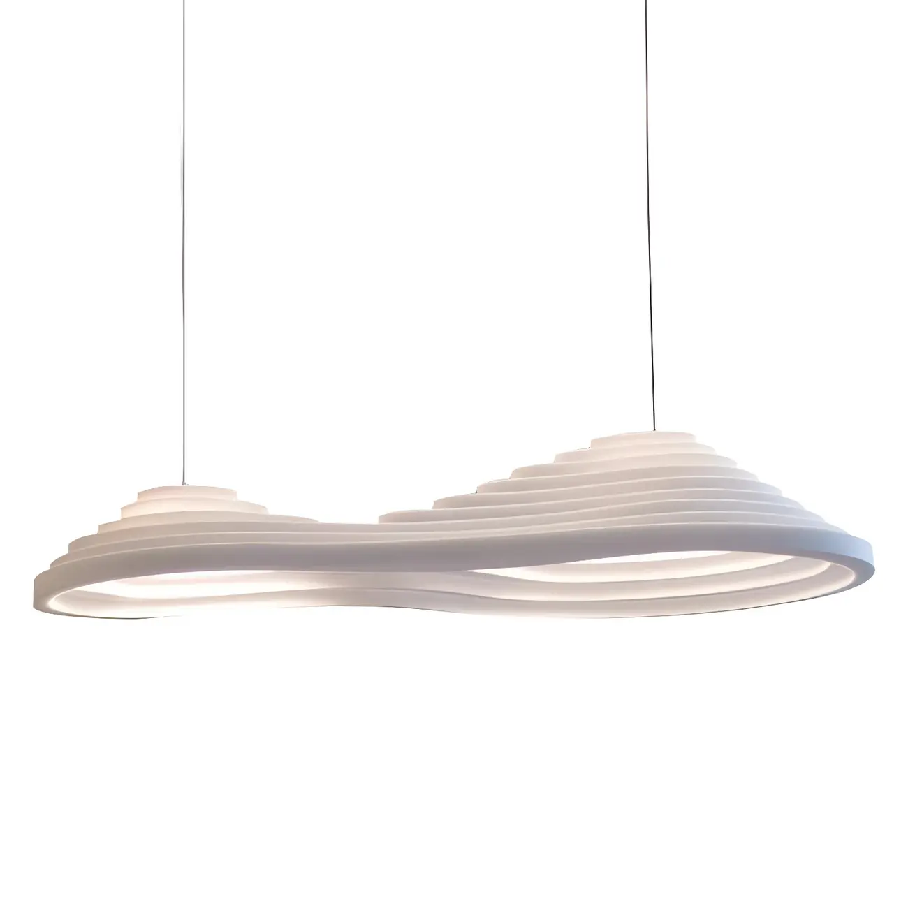 Modern White LED Kitchen Island Light Plastic Tapered Shade Image - 5 | homeyfad