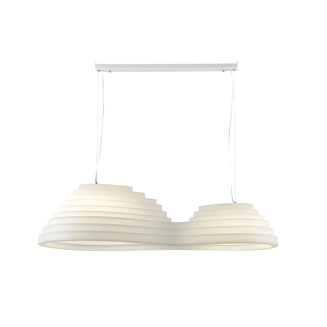 Modern White LED Kitchen Island Light Plastic Tapered Shade Image - 6 | homeyfad