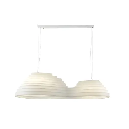 Modern White LED Kitchen Island Light Plastic Tapered Shade Image - 6