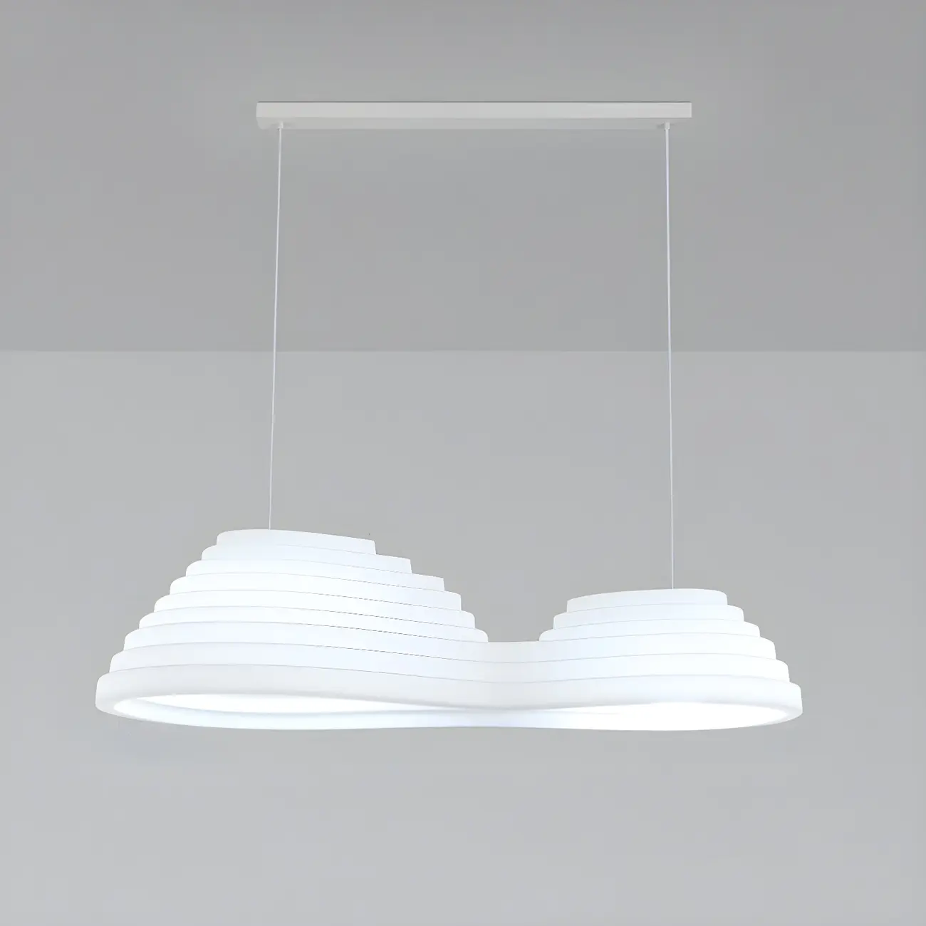 Modern White LED Kitchen Island Light Plastic Tapered Shade Image - 8 | homeyfad