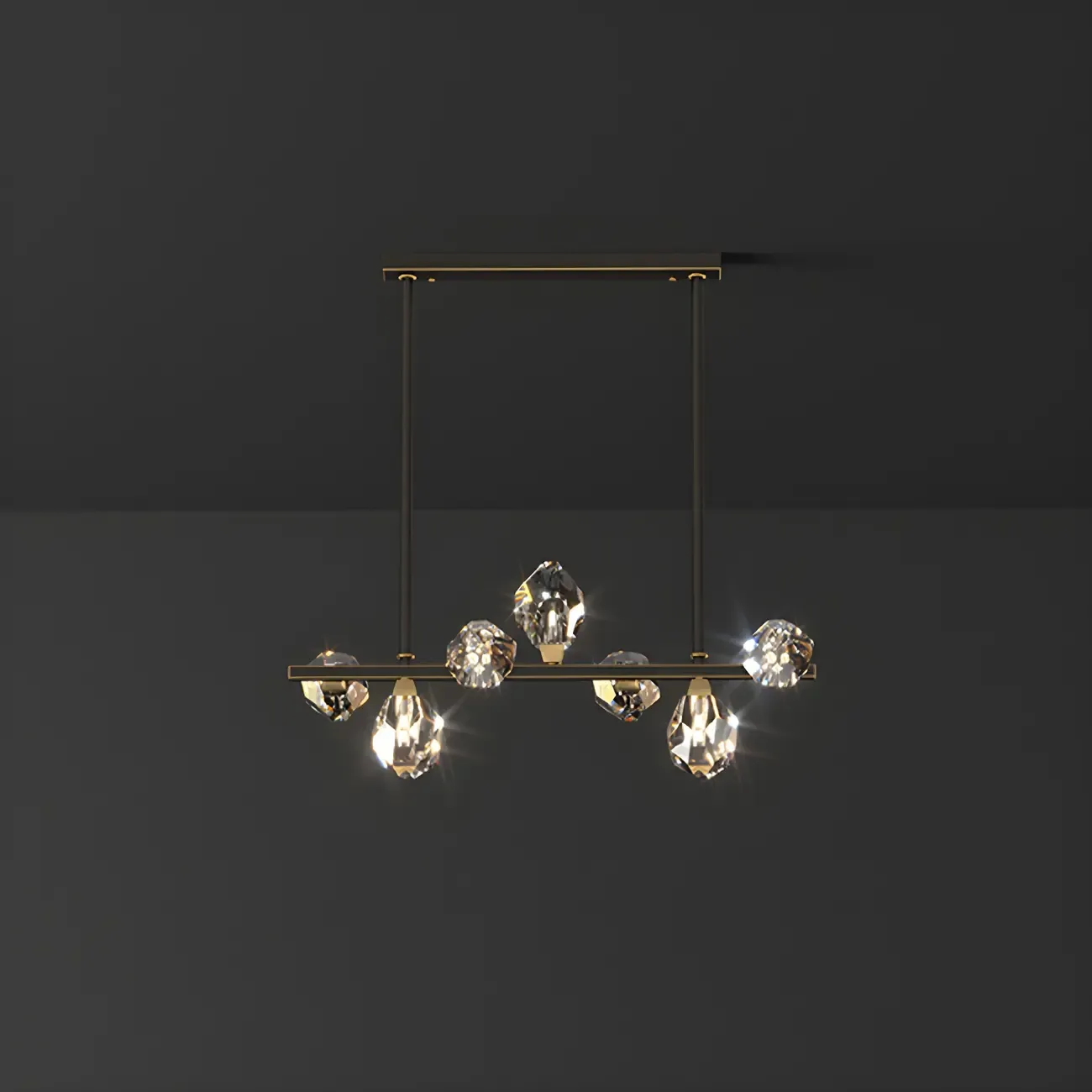 Contemporary Linear Crystal Island Pendant Light Image - 3