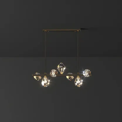 Contemporary Linear Crystal Island Pendant Light Image - 3