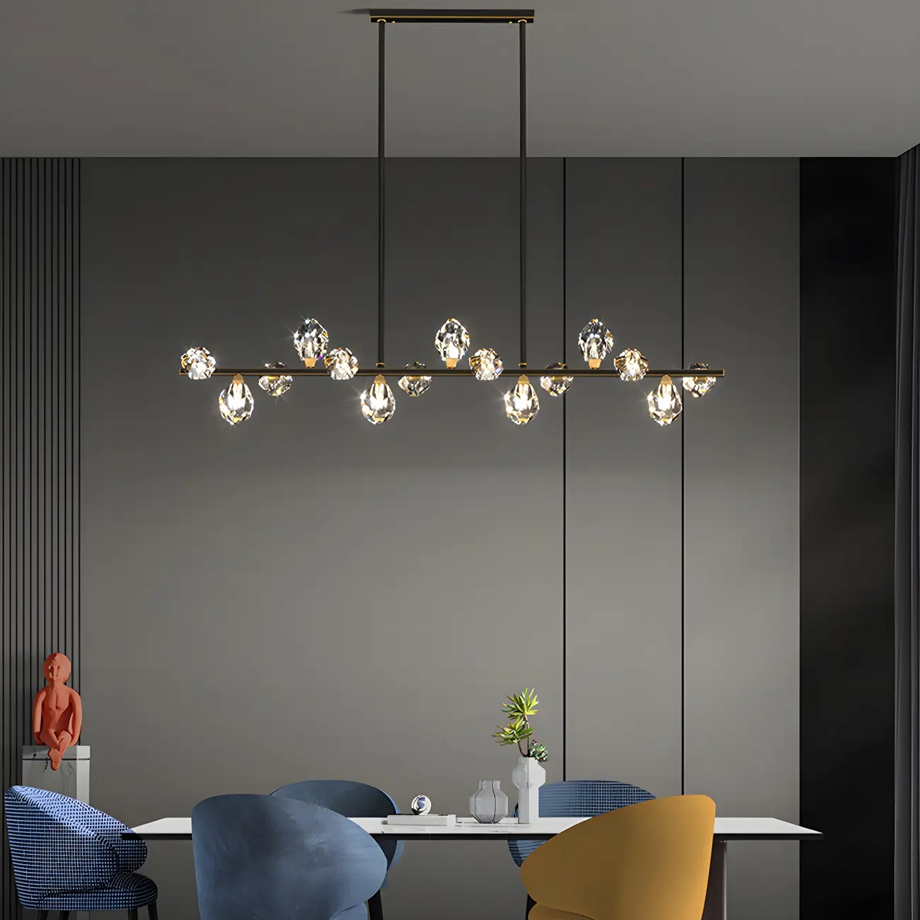 Contemporary Linear Crystal Island Pendant Light Image - 1 | homeyfad