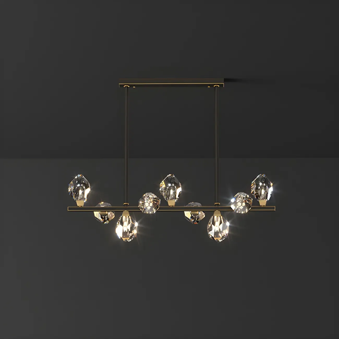 Contemporary Linear Crystal Island Pendant Light Image - 5