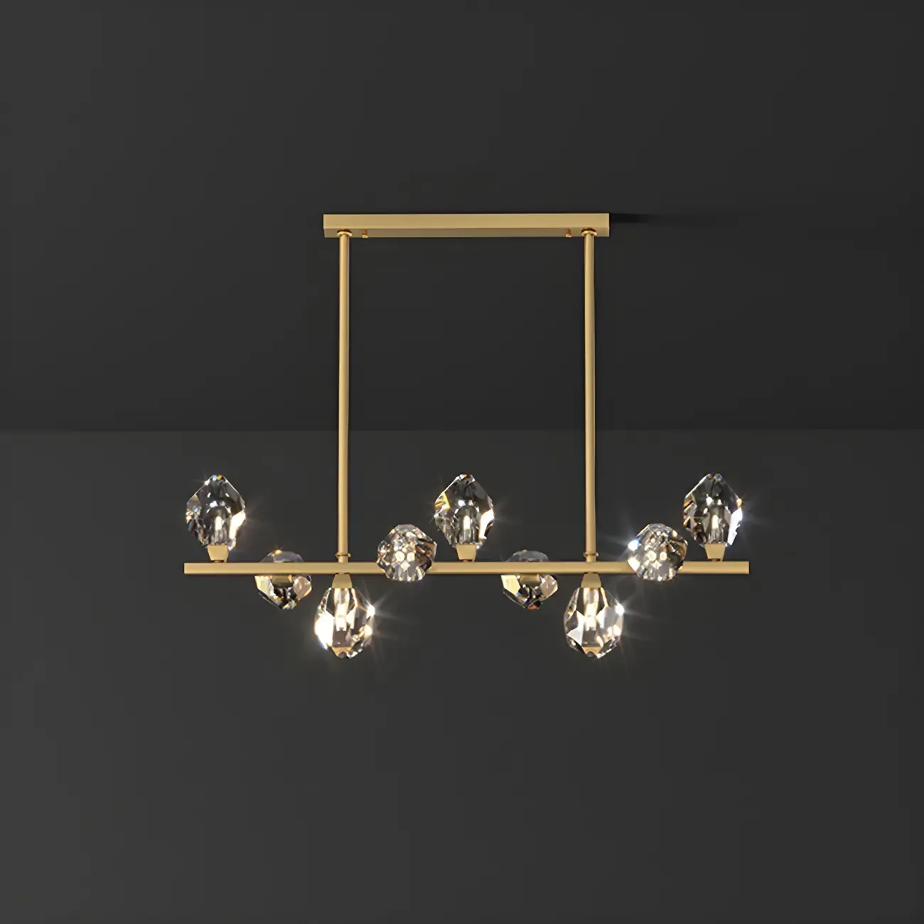 Contemporary Linear Crystal Island Pendant Light Image - 7