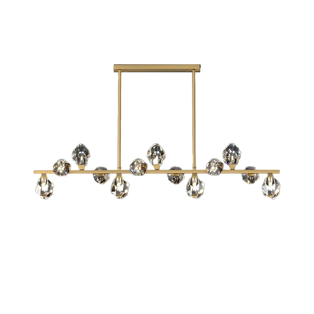 Contemporary Linear Crystal Island Pendant Light Image - 9