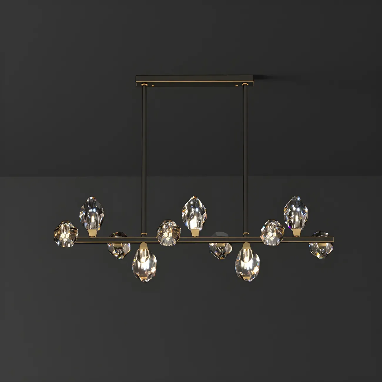 Contemporary Linear Crystal Island Pendant Light Image - 10