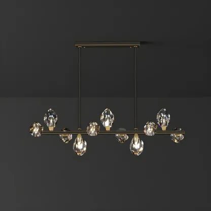 Contemporary Linear Crystal Island Pendant Light Image - 10