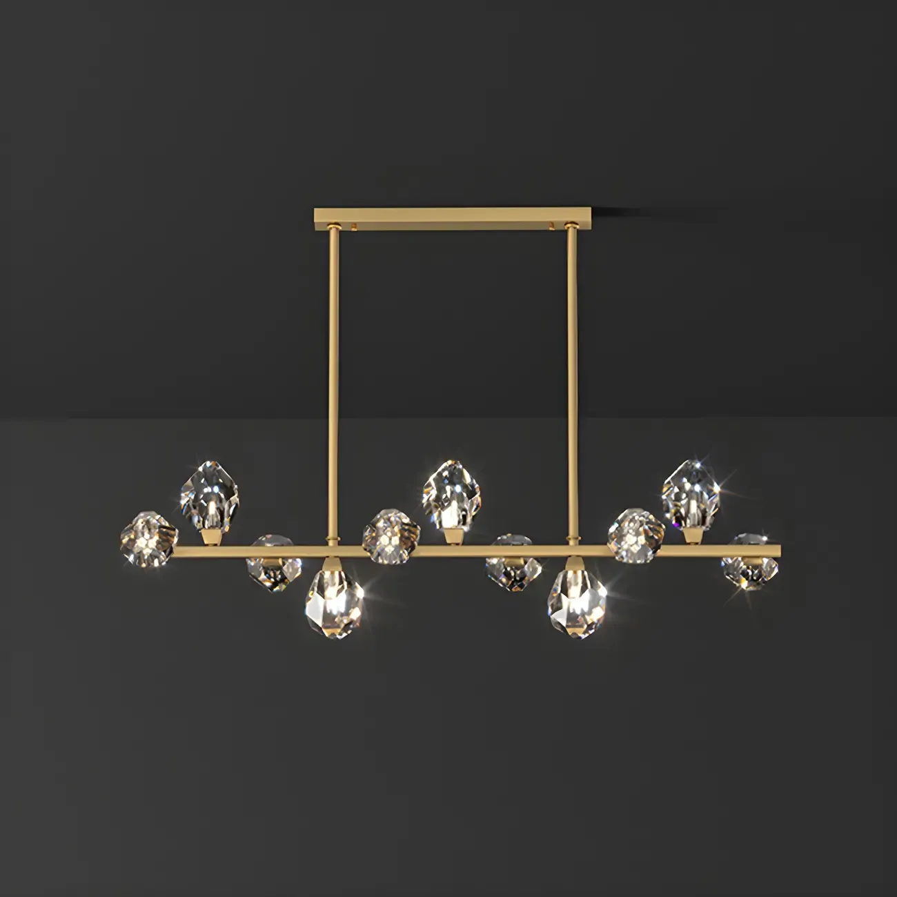 Contemporary Linear Crystal Island Pendant Light Image - 11