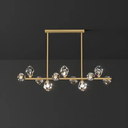 Contemporary Linear Crystal Island Pendant Light Image - 11