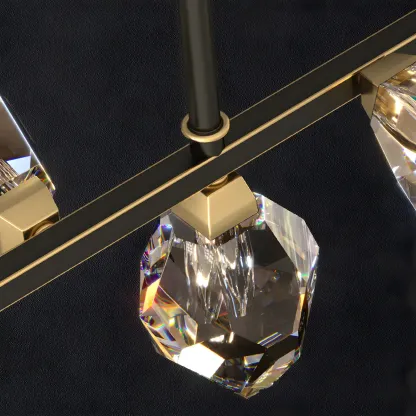 Contemporary Linear Crystal Island Pendant Light Image - 12