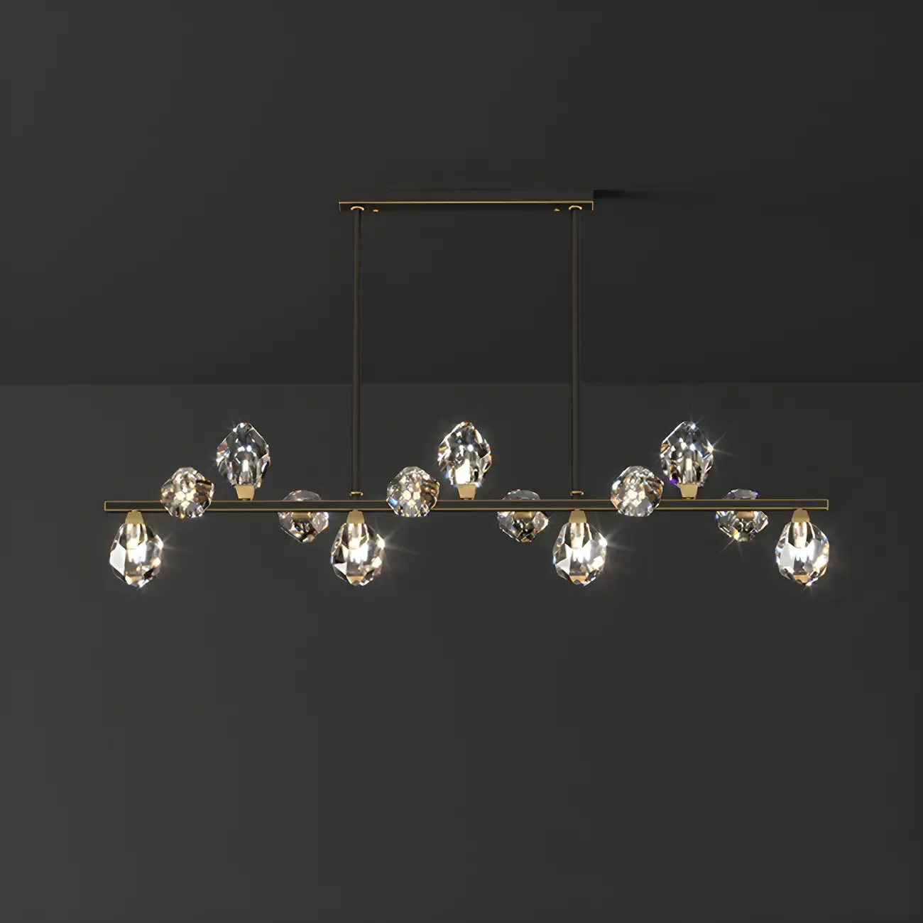 Contemporary Linear Crystal Island Pendant Light Image - 13