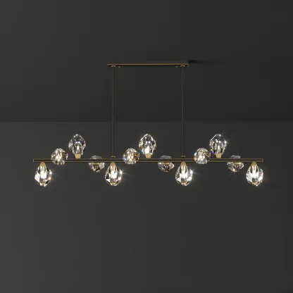 Contemporary Linear Crystal Island Pendant Light Image - 13