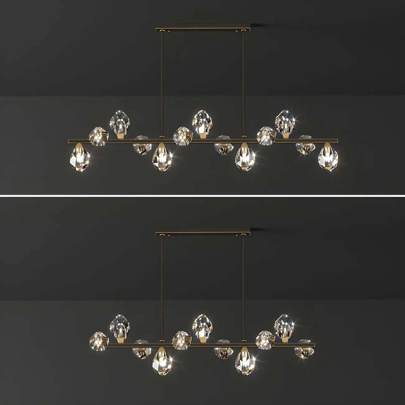 Contemporary Linear Crystal Island Pendant Light Image - 15