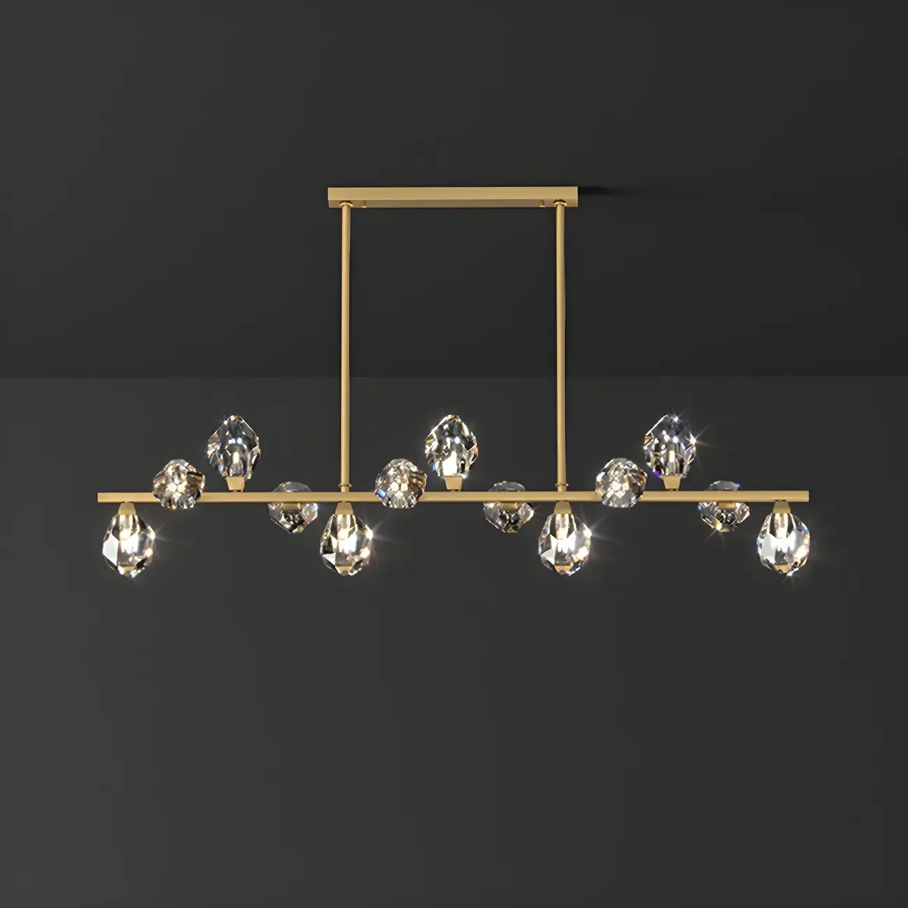 Contemporary Linear Crystal Island Pendant Light Image - 16