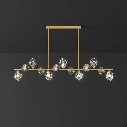 Contemporary Linear Crystal Island Pendant Light Image - 16