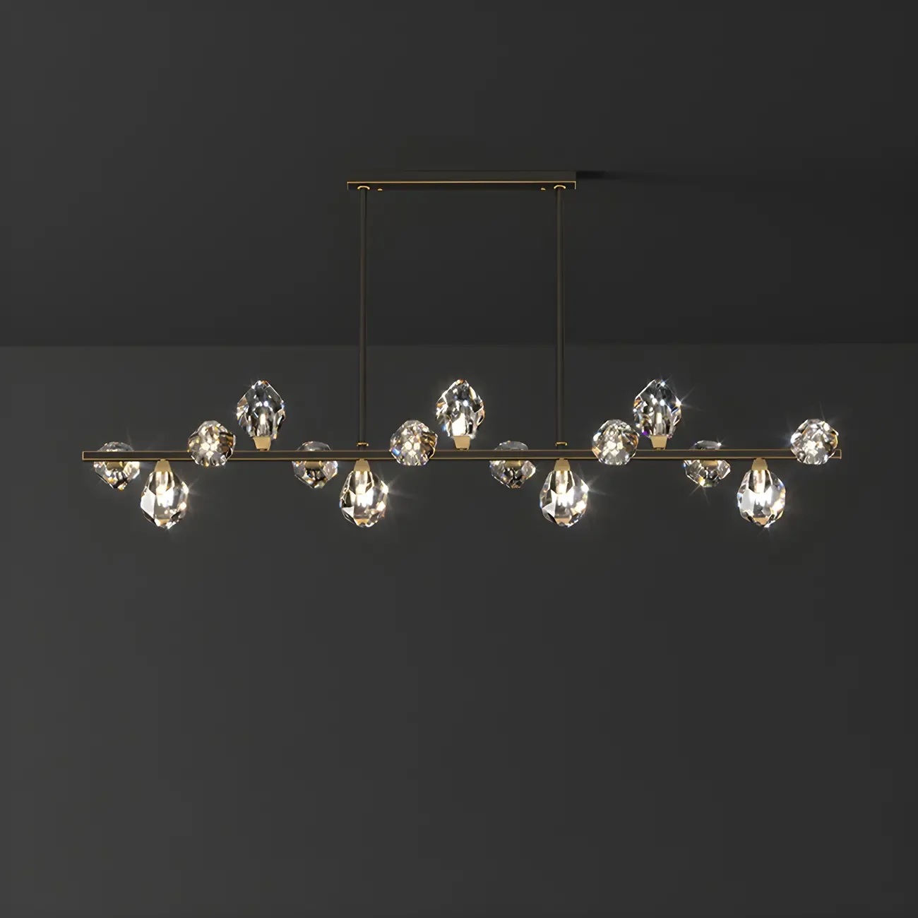 Contemporary Linear Crystal Island Pendant Light Image - 17