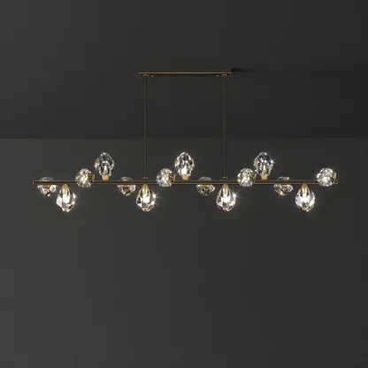 Contemporary Linear Crystal Island Pendant Light Image - 17