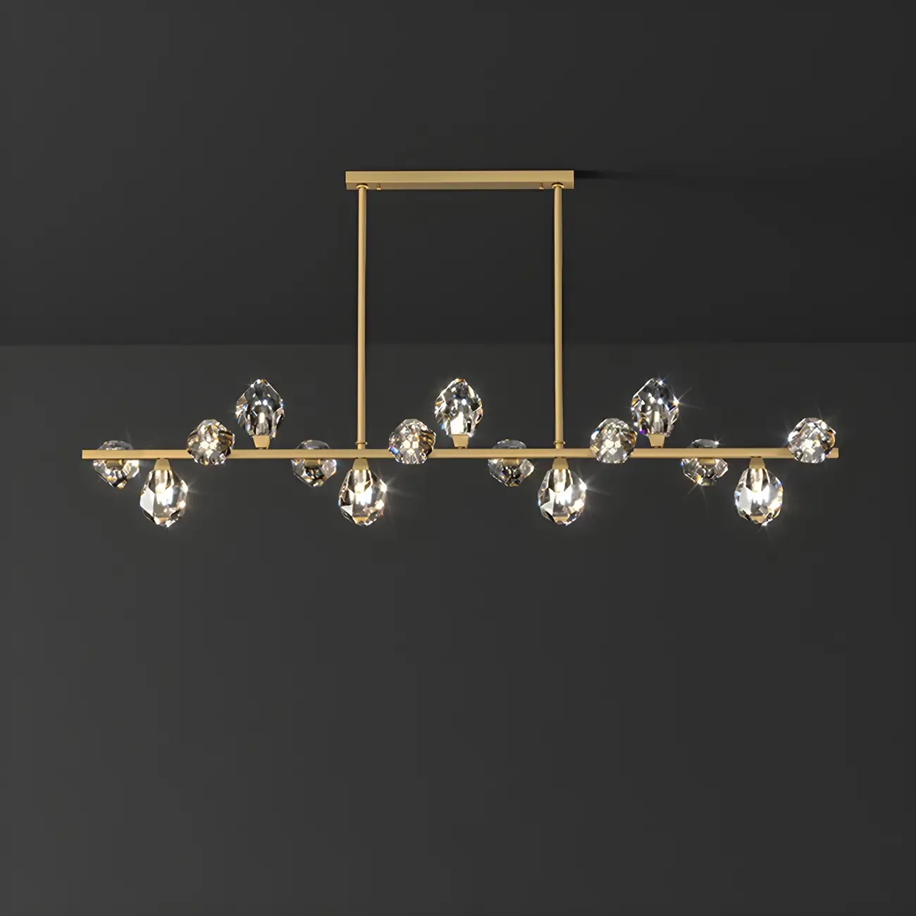 Contemporary Linear Crystal Island Pendant Light Image - 18